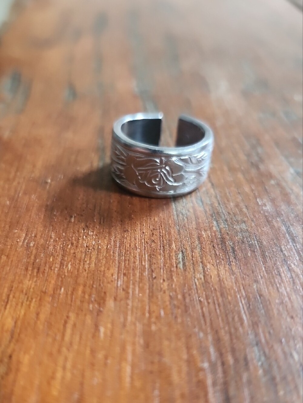 Artsy Silver Floral Spoon Ring - Women's Sterling Silver Band, Size 6